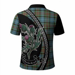 ScotsTee Shop Scottish Cathcart Family Crest Tartan Long Sleeve Polo Shirt Alba Thistle Inspired
