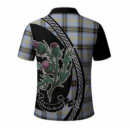 ScotsTee Shop Scottish Bell Family Crest Tartan Long Sleeve Polo Shirt Alba Thistle Inspired