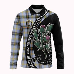 ScotsTee Shop Scottish Bell Family Crest Tartan Long Sleeve Polo Shirt Alba Thistle Inspired
