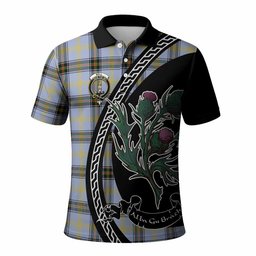 ScotsTee Shop Scottish Bell Family Crest Tartan Long Sleeve Polo Shirt Alba Thistle Inspired