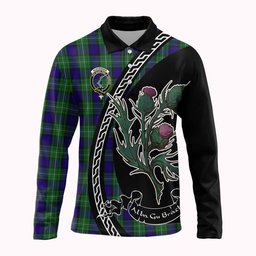 ScotsTee Shop Scottish Alexander Family Crest Tartan Long Sleeve Polo Shirt Alba Thistle Inspired