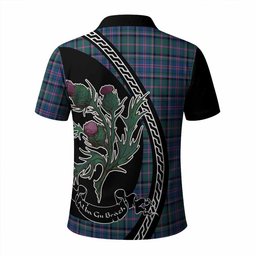 ScotsTee Shop Scottish Cooper Family Crest Tartan Long Sleeve Polo Shirt Alba Thistle Inspired