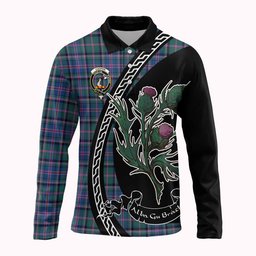 ScotsTee Shop Scottish Cooper Family Crest Tartan Long Sleeve Polo Shirt Alba Thistle Inspired