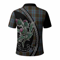 ScotsTee Shop Scottish Anderson Family Crest Tartan Long Sleeve Polo Shirt Alba Thistle Inspired