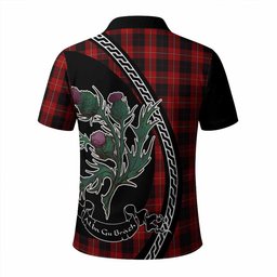 ScotsTee Shop Scottish Cunningham Family Crest Tartan Long Sleeve Polo Shirt Alba Thistle Inspired