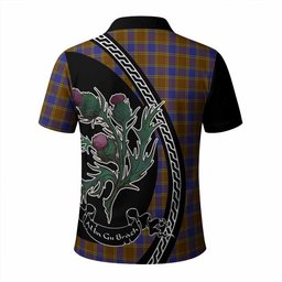 ScotsTee Shop Scottish Balfour Family Crest Tartan Long Sleeve Polo Shirt Alba Thistle Inspired
