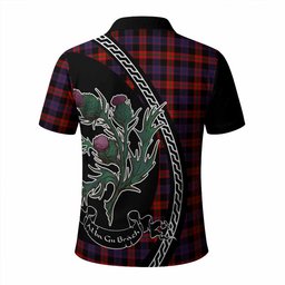 ScotsTee Shop Scottish Brown (Broun) Family Crest Tartan Long Sleeve Polo Shirt Alba Thistle Inspired