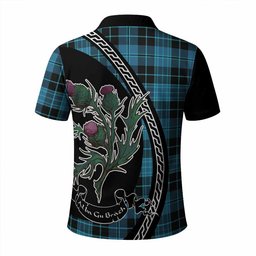ScotsTee Shop Scottish Clergy Family Crest Tartan Long Sleeve Polo Shirt Alba Thistle Inspired