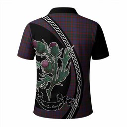 ScotsTee Shop Scottish Cumming Family Crest Tartan Long Sleeve Polo Shirt Alba Thistle Inspired
