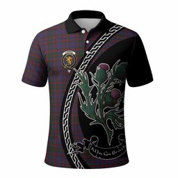 ScotsTee Shop Scottish Cumming Family Crest Tartan Long Sleeve Polo Shirt Alba Thistle Inspired