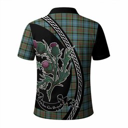 ScotsTee Shop Scottish Brisbane Family Crest Tartan Long Sleeve Polo Shirt Alba Thistle Inspired