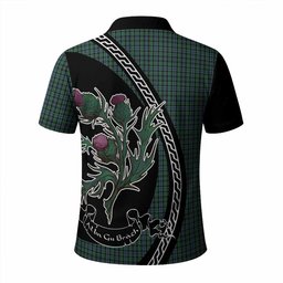 ScotsTee Shop Scottish Arbuthnot Family Crest Tartan Long Sleeve Polo Shirt Alba Thistle Inspired