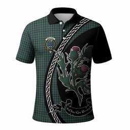 ScotsTee Shop Scottish Arbuthnot Family Crest Tartan Long Sleeve Polo Shirt Alba Thistle Inspired