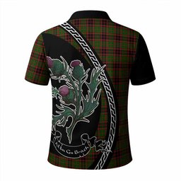 ScotsTee Shop Scottish Buchan Family Crest Tartan Long Sleeve Polo Shirt Alba Thistle Inspired