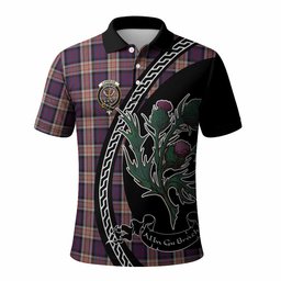 ScotsTee Shop Scottish Carnegie Family Crest Tartan Long Sleeve Polo Shirt Alba Thistle Inspired
