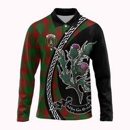 ScotsTee Shop Scottish Middleton Family Crest Tartan Long Sleeve Polo Shirt Alba Thistle Inspired