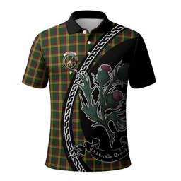 ScotsTee Shop Scottish MacMillan (McMillan) Family Crest Tartan Long Sleeve Polo Shirt Alba Thistle Inspired
