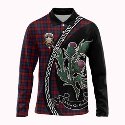 ScotsTee Shop Scottish MacLachlan (McLachlan) Family Crest Tartan Long Sleeve Polo Shirt Alba Thistle Inspired