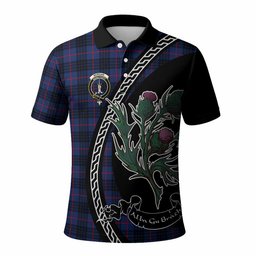 ScotsTee Shop Scottish Morgan Family Crest Tartan Long Sleeve Polo Shirt Alba Thistle Inspired