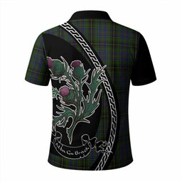 ScotsTee Shop Scottish MacInnes (McInnes) Family Crest Tartan Long Sleeve Polo Shirt Alba Thistle Inspired
