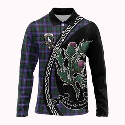 ScotsTee Shop Scottish Hunter (Hunterston) Family Crest Tartan Long Sleeve Polo Shirt Alba Thistle Inspired