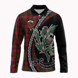 ScotsTee Shop Scottish MacDuff (McDuff) Family Crest Tartan Long Sleeve Polo Shirt Alba Thistle Inspired