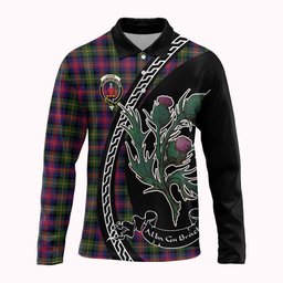 ScotsTee Shop Scottish Logan Family Crest Tartan Long Sleeve Polo Shirt Alba Thistle Inspired