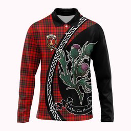 ScotsTee Shop Scottish Matheson Family Crest Tartan Long Sleeve Polo Shirt Alba Thistle Inspired