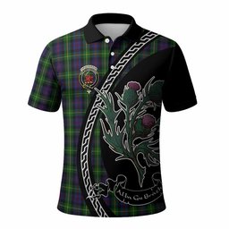 ScotsTee Shop Scottish Farquharson Family Crest Tartan Long Sleeve Polo Shirt Alba Thistle Inspired