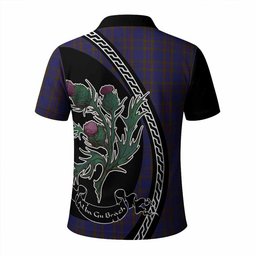 ScotsTee Shop Scottish Elliot Family Crest Tartan Long Sleeve Polo Shirt Alba Thistle Inspired