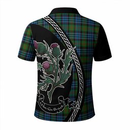 ScotsTee Shop Scottish Newlands Family Crest Tartan Long Sleeve Polo Shirt Alba Thistle Inspired