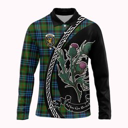 ScotsTee Shop Scottish Newlands Family Crest Tartan Long Sleeve Polo Shirt Alba Thistle Inspired