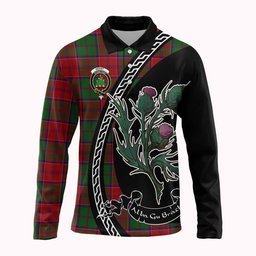 ScotsTee Shop Scottish Grant Family Crest Tartan Long Sleeve Polo Shirt Alba Thistle Inspired