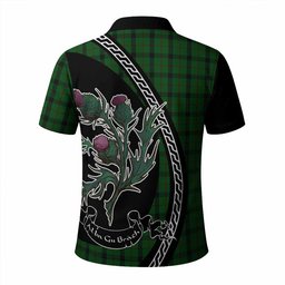 ScotsTee Shop Scottish Kincaid Family Crest Tartan Long Sleeve Polo Shirt Alba Thistle Inspired
