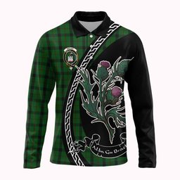 ScotsTee Shop Scottish Kincaid Family Crest Tartan Long Sleeve Polo Shirt Alba Thistle Inspired
