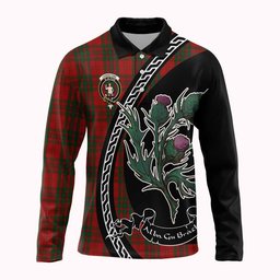 ScotsTee Shop Scottish Livingstone (Livingston) Family Crest Tartan Long Sleeve Polo Shirt Alba Thistle Inspired
