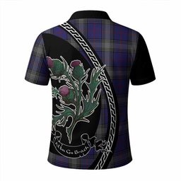 ScotsTee Shop Scottish Kinnaird Family Crest Tartan Long Sleeve Polo Shirt Alba Thistle Inspired