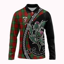ScotsTee Shop Scottish Lennox Family Crest Tartan Long Sleeve Polo Shirt Alba Thistle Inspired