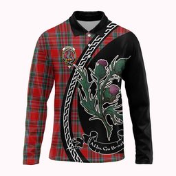 ScotsTee Shop Scottish MacBean (MacBain) Family Crest Tartan Long Sleeve Polo Shirt Alba Thistle Inspired