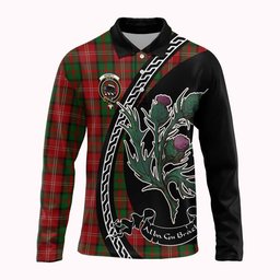ScotsTee Shop Scottish Nesbitt (Nisbet) Family Crest Tartan Long Sleeve Polo Shirt Alba Thistle Inspired