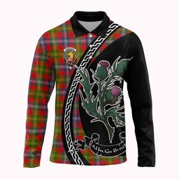 ScotsTee Shop Scottish Forrester (Foster) Family Crest Tartan Long Sleeve Polo Shirt Alba Thistle Inspired