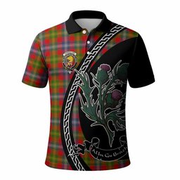 ScotsTee Shop Scottish Forrester (Foster) Family Crest Tartan Long Sleeve Polo Shirt Alba Thistle Inspired
