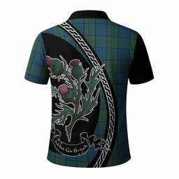 ScotsTee Shop Scottish Lockhart Family Crest Tartan Long Sleeve Polo Shirt Alba Thistle Inspired
