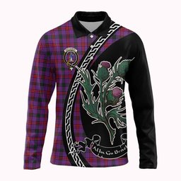 ScotsTee Shop Scottish Montgomery Family Crest Tartan Long Sleeve Polo Shirt Alba Thistle Inspired