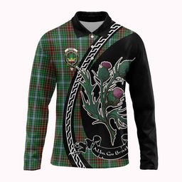 ScotsTee Shop Scottish Gayre Family Crest Tartan Long Sleeve Polo Shirt Alba Thistle Inspired