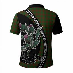 ScotsTee Shop Scottish Menzies Family Crest Tartan Long Sleeve Polo Shirt Alba Thistle Inspired