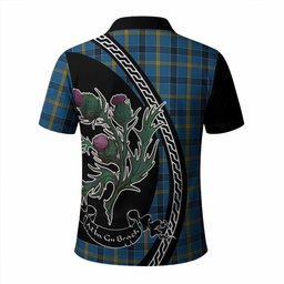 ScotsTee Shop Scottish Laing Family Crest Tartan Long Sleeve Polo Shirt Alba Thistle Inspired
