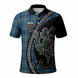 ScotsTee Shop Scottish Laing Family Crest Tartan Long Sleeve Polo Shirt Alba Thistle Inspired