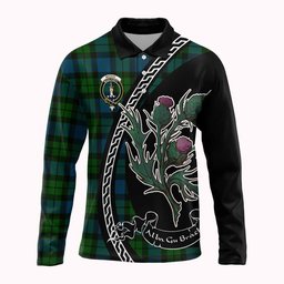 ScotsTee Shop Scottish MacKay (McKay) Family Crest Tartan Long Sleeve Polo Shirt Alba Thistle Inspired