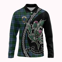 ScotsTee Shop Scottish Forsyth Family Crest Tartan Long Sleeve Polo Shirt Alba Thistle Inspired